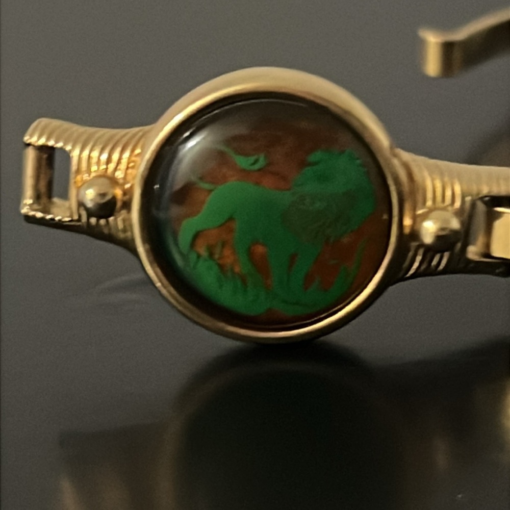 Vintage Jeane Dixon Gold Plated Leo Lion Mood Stone Zodiac Horoscope Bracelet - Picture 13 of 13